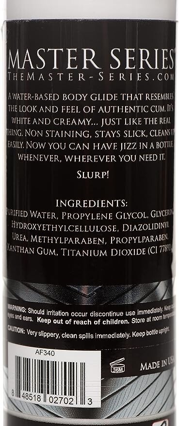 Master Series Jizz Unscented Water-Based Lube, 8 Ounce