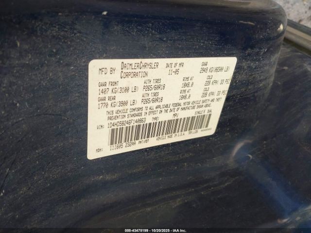 Speedometer Cluster MPH Silver Fits 06 DURANGO 4848938