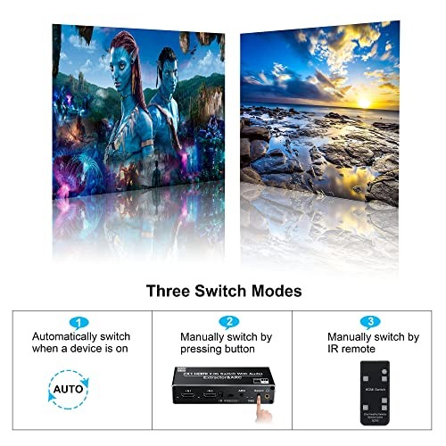 HDMI Switch Audio Extractor, HDMI Switch Splitter 2 HDMI Audio Extractor 4K