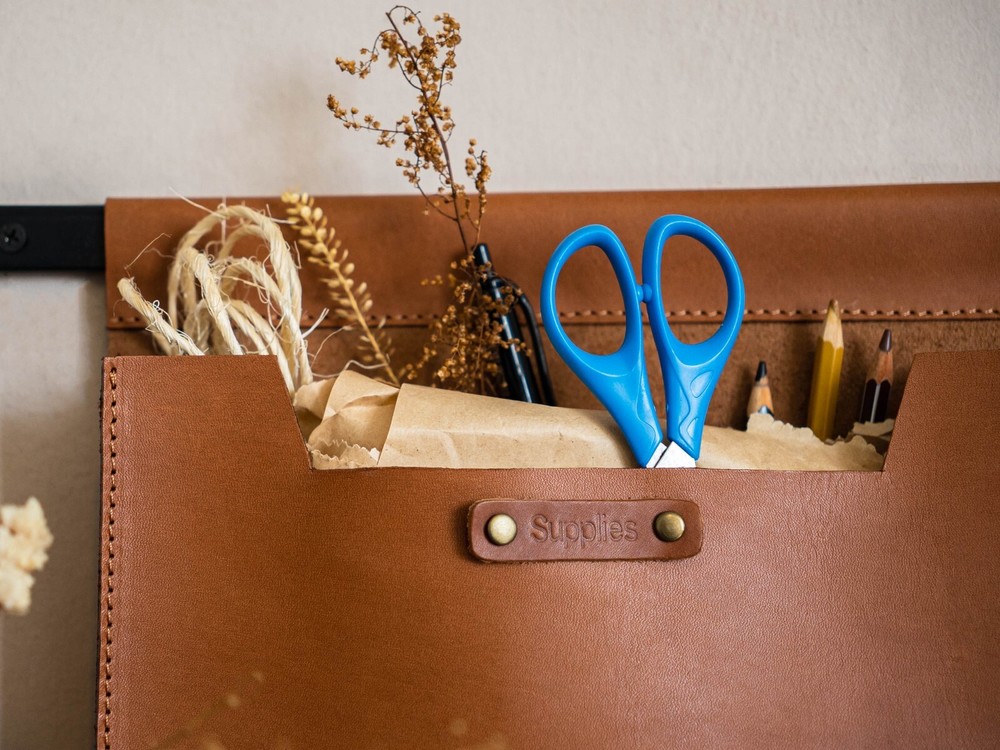 Large Leather Wall Pocket Organizer