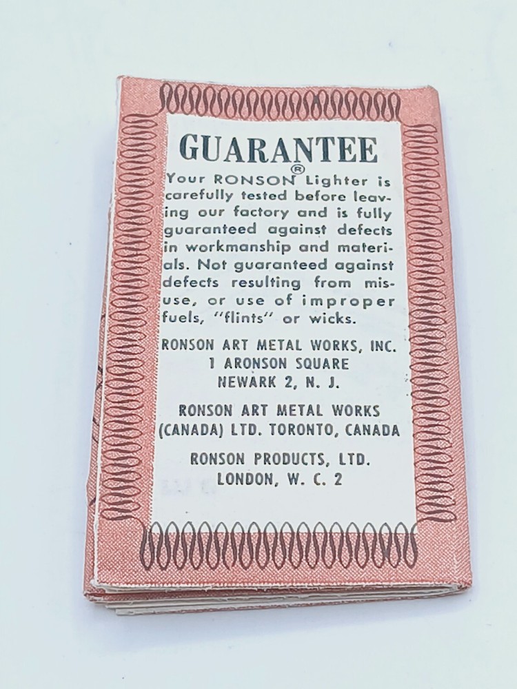 Vintage Ronson Standard Lighter Unstruck Original Box & Accessories Monogramed