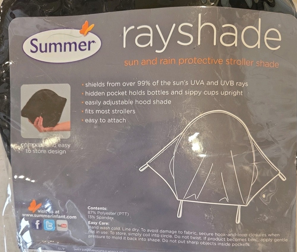Summer Infant Rayshade UV Protective Stroller Shade Cover, Black