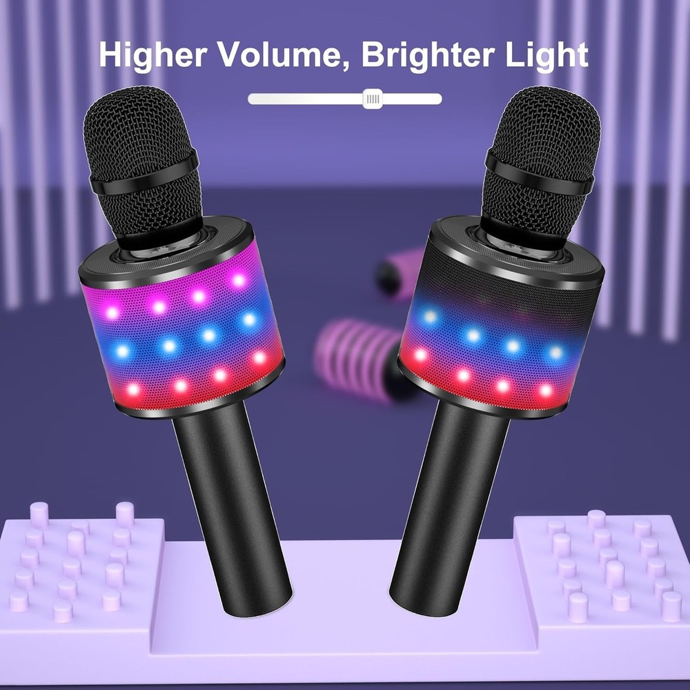 Portable Bluetooth Karaoke Microphone with Disco Lights
