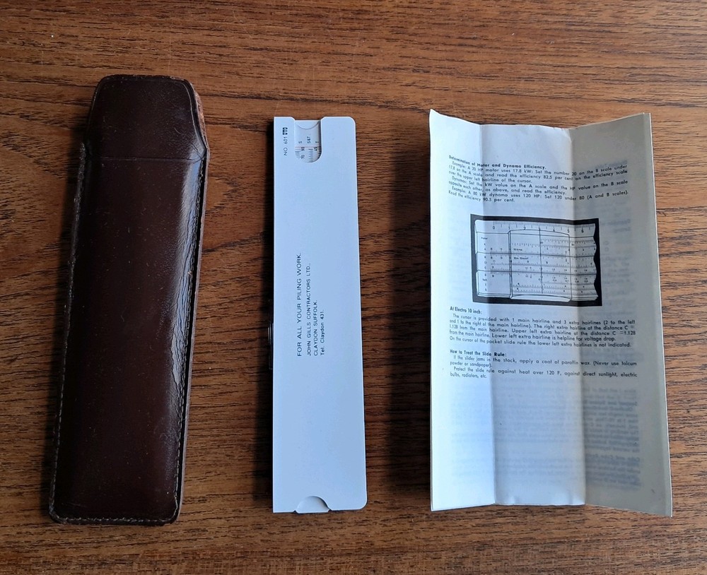 Vintage UTO Slide Rule In Leather Case