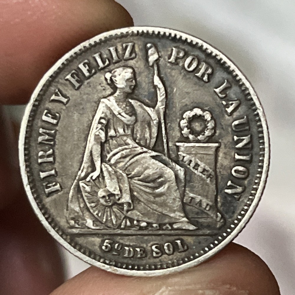 Peru 1/5 Sol 1866. Silver