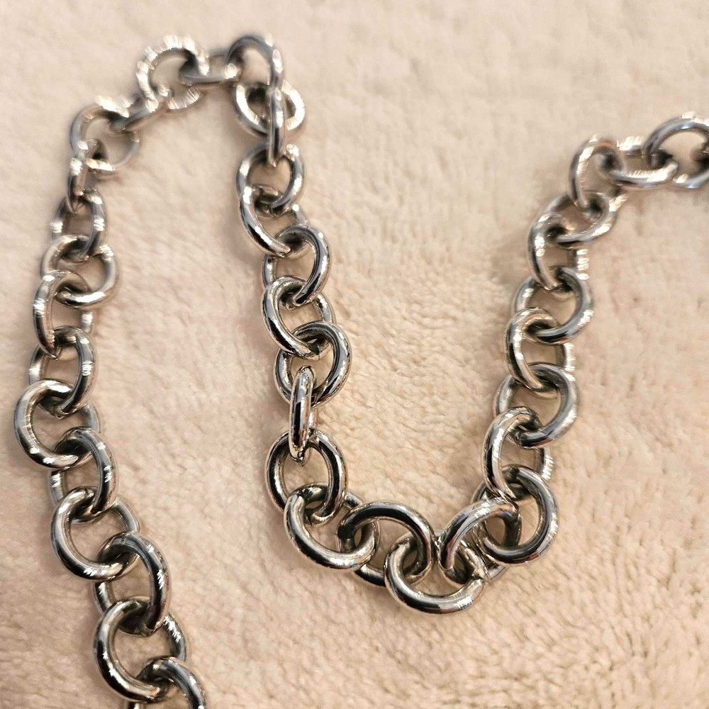 Silvertone Chain Heart Pendant Necklace