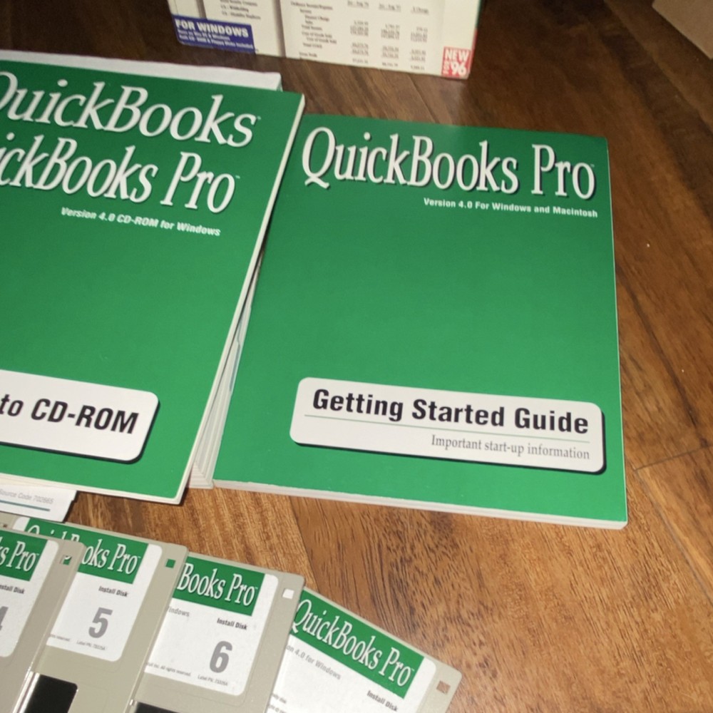Quicken QuickBooks Pro 4.0 Windows Mac 3.5" Floppy Discs Manuals