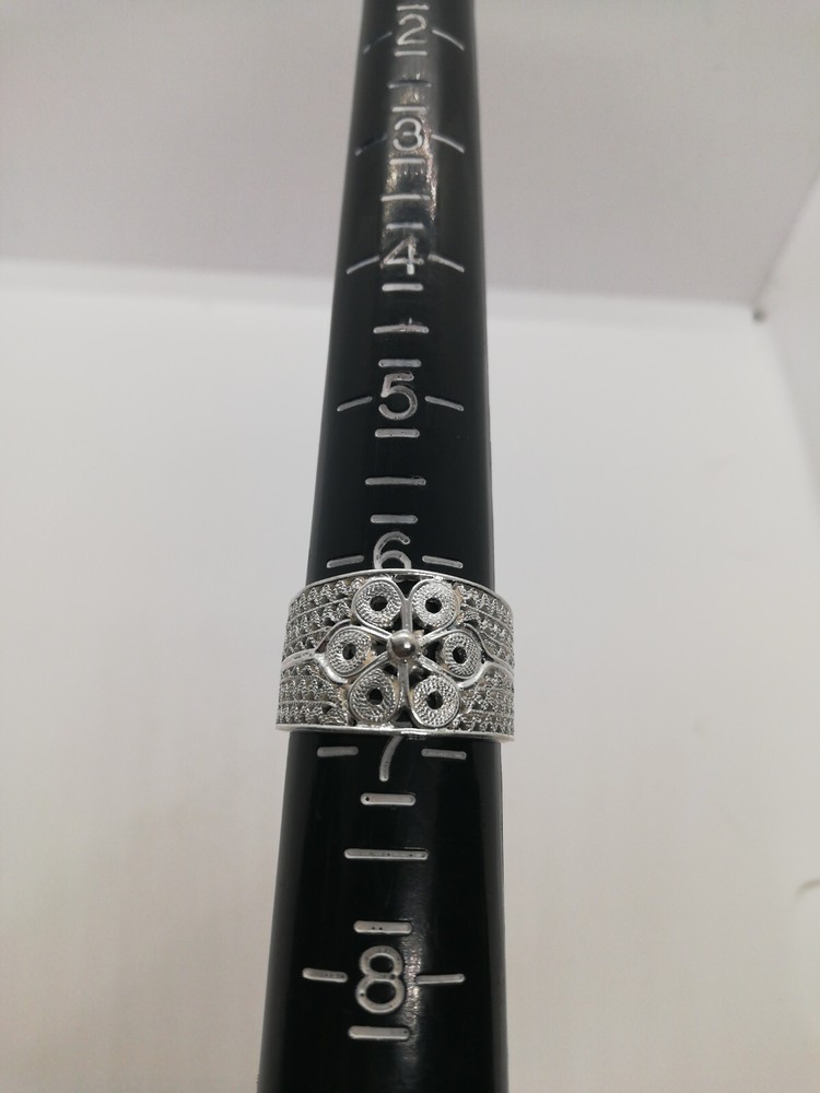 . 970 Solid Silver Women's Ring Size 6.5 Filigree New.