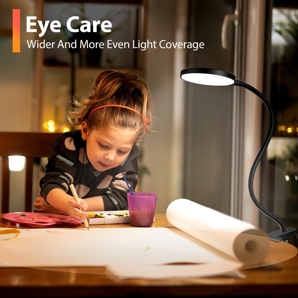Reading Light with Remote, LED Desk Lamp Clip on [1H Timer & Nightlight] RA 9...