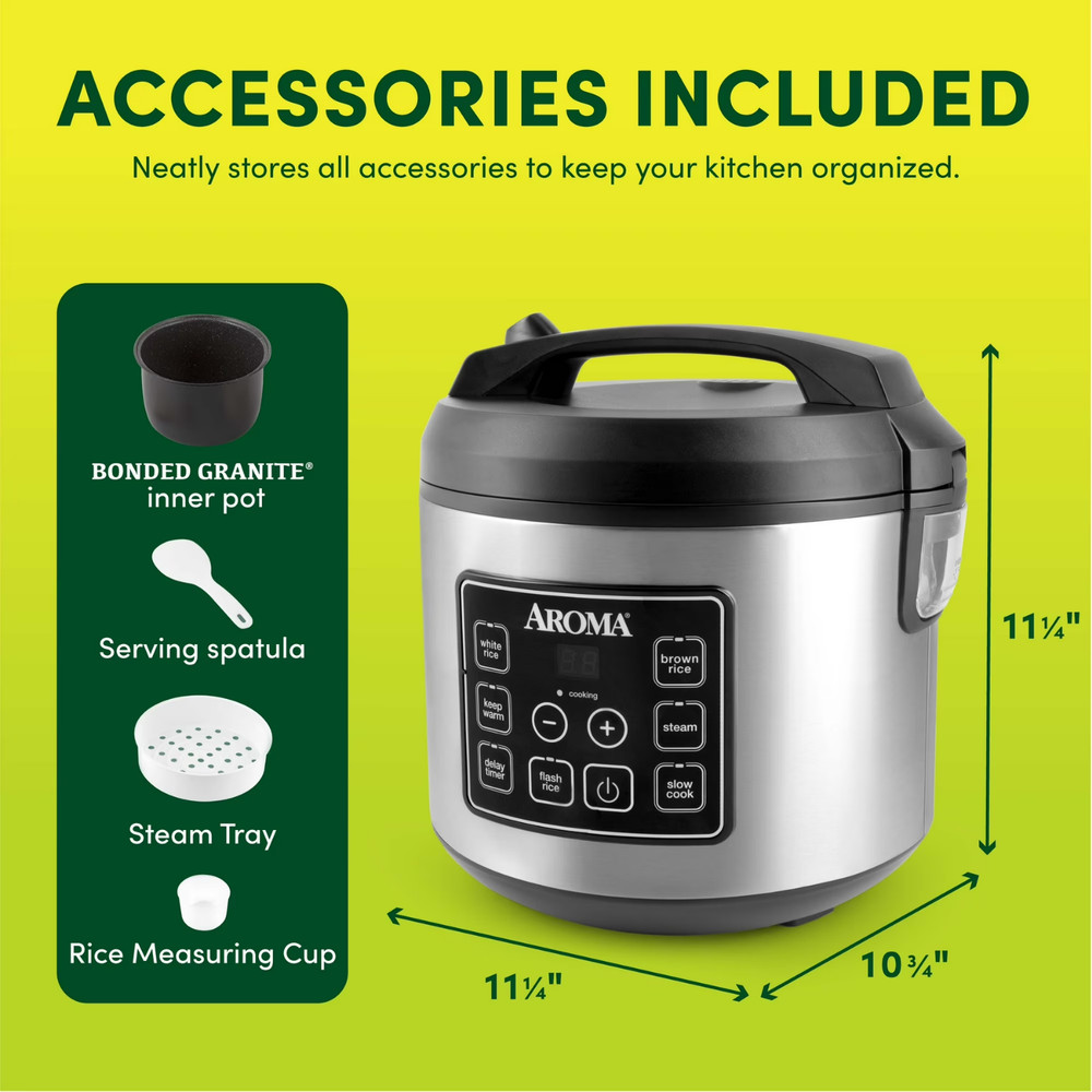 Aroma 20 Cup Rice Cooker Programmable Multi Cooker Steamer Cooking