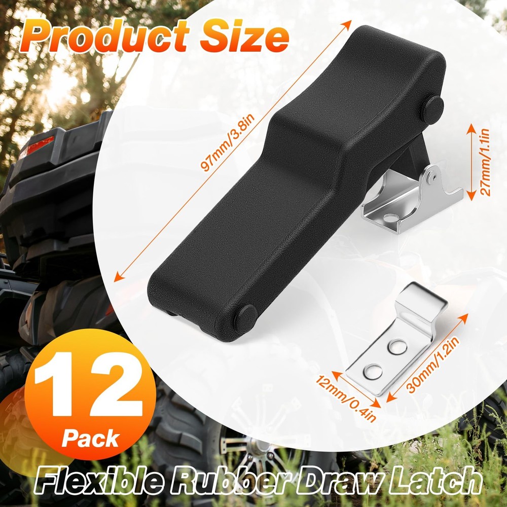 Mudder 12 Pcs Flexible Rubber Draw Latch, Front Storage Rack Rubber Latch for Co