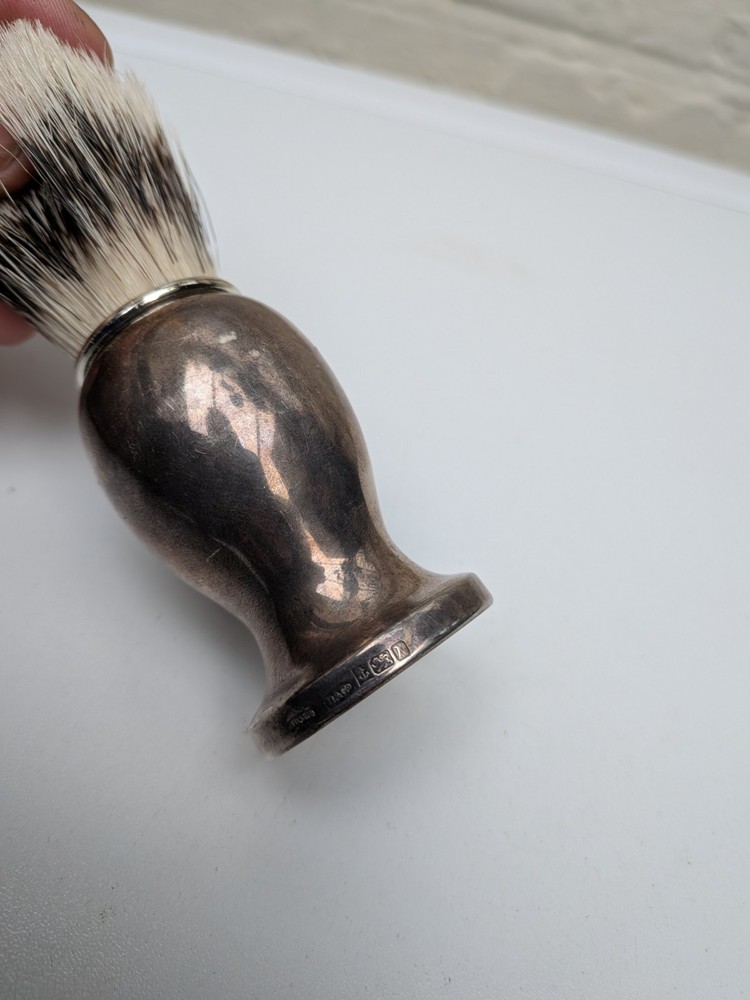 ANTIQUE STERLING SILVER HANDLED SHAVING BRUSH