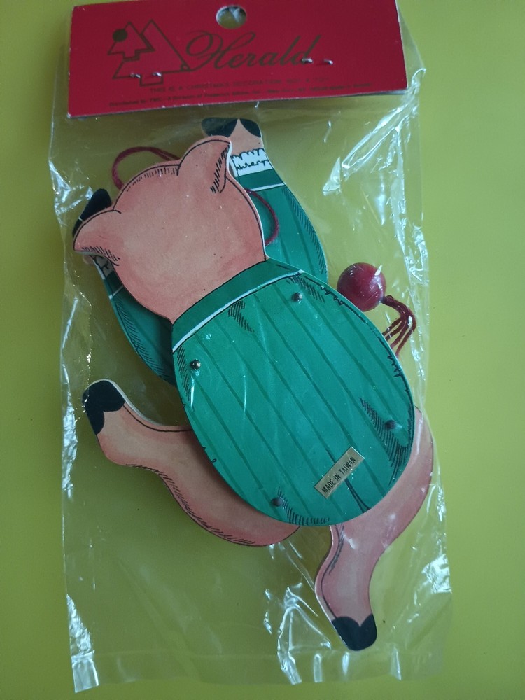 Vintage New Old Stock Pull String Dancing Pigs 6 in.