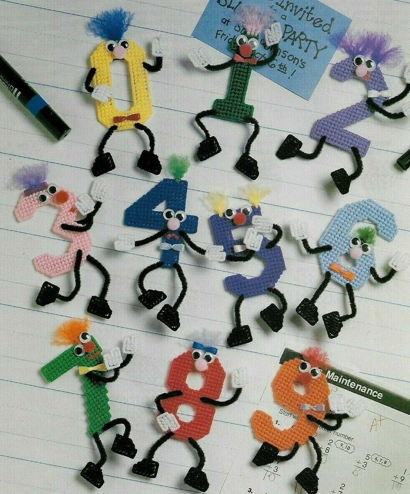 BEBOPPIN' NUMBERS MAGNETS HOME DECOR PLASTIC CANVAS PATTERN INSTRUCTIONS