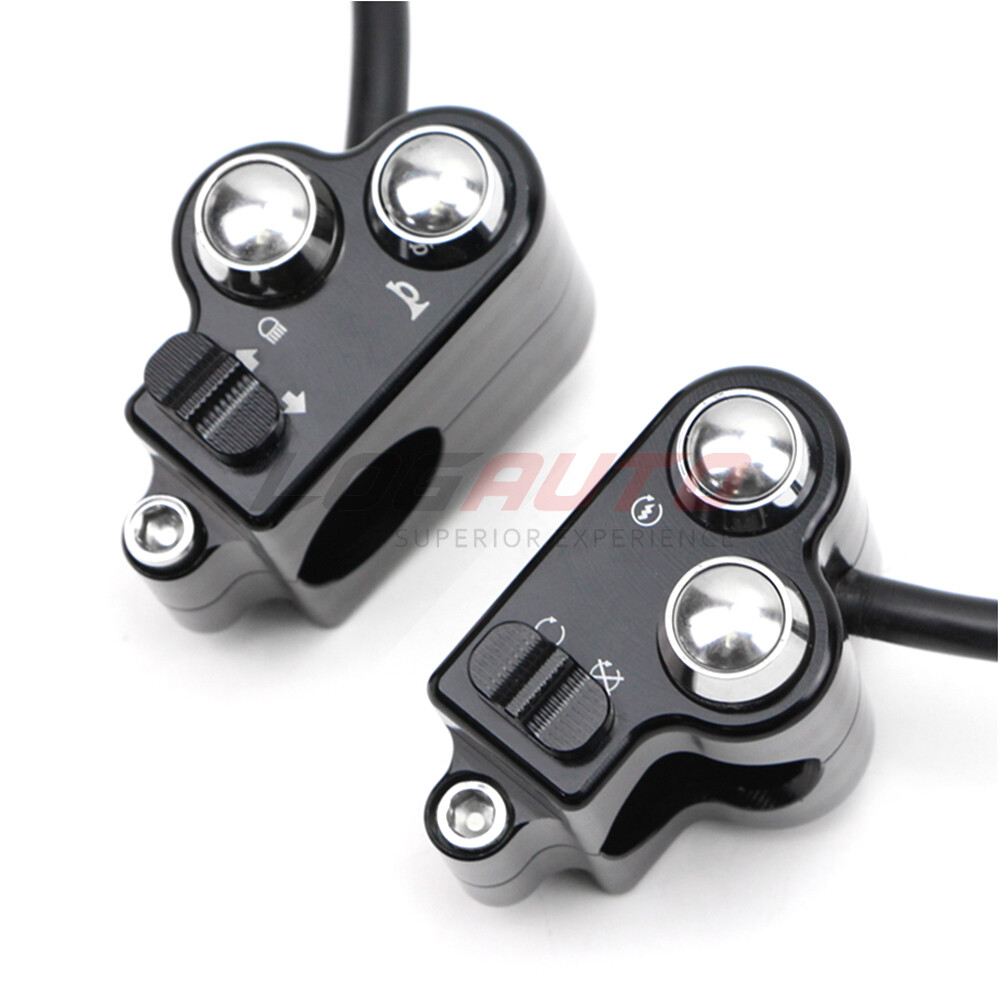 For Harley Universal 1'' Handlebar Control Switch Motorcycle Start Button Black