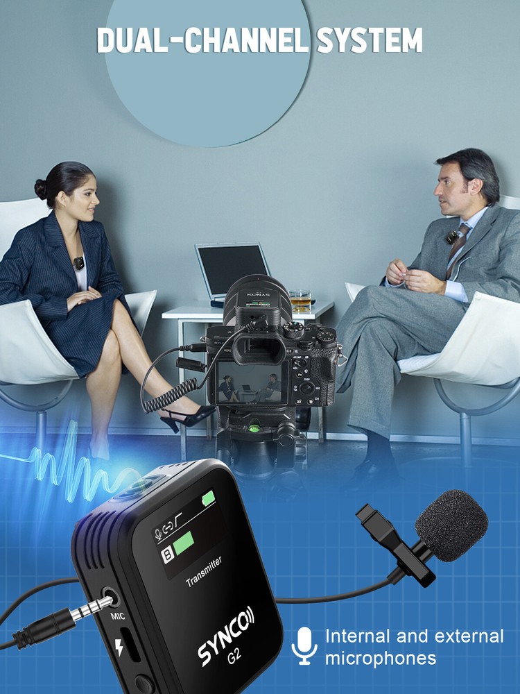 SYNCO G2(A2) Wireless Lavalier Microphone System for Camera Tablet Phone Vlog US
