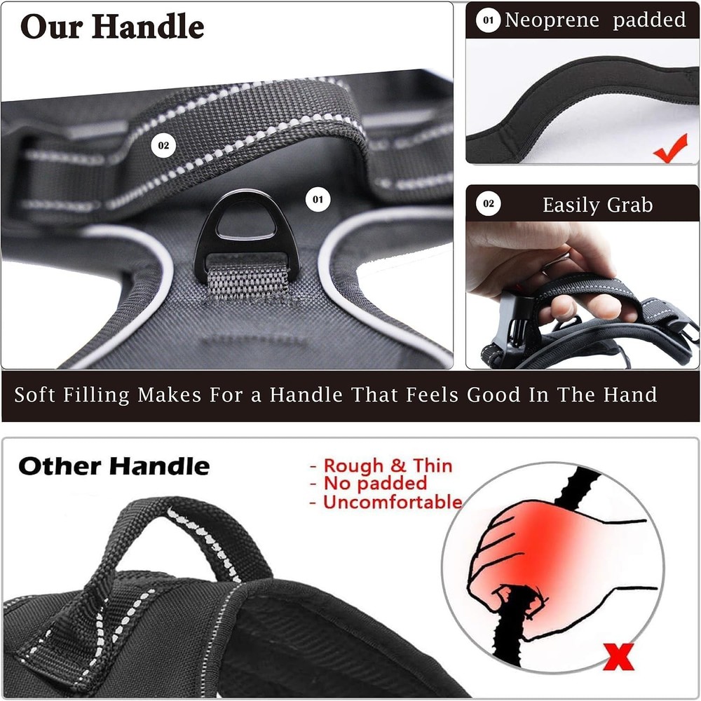 No Pull Dog Harness, Reflective Comfortable Vest Harness with Front & Back Ea...