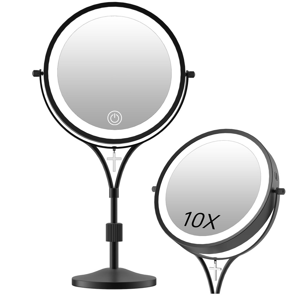 Lighted Makeup Mirror with Magnification 1x/10x Magnifying Mirror with 3 Colo