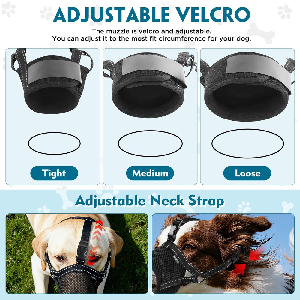 Dog Muzzle for Large Dogs, Soft Mesh Muzzle to Prevent Biting & Barking, Secu...