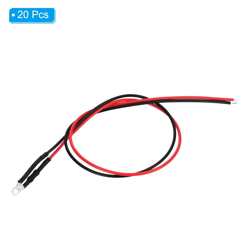 3mm LED Diode Light, 40 Pcs 9-12V DC, Pure White Light