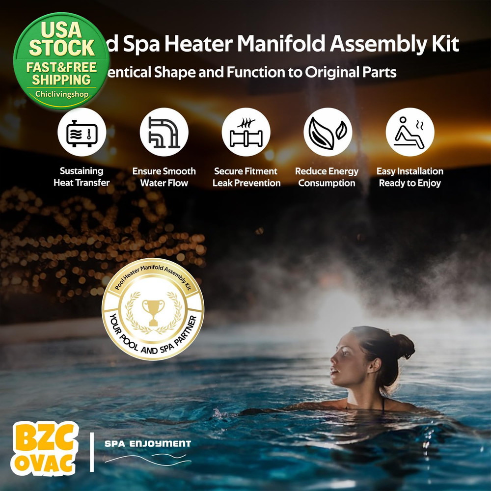 Pool Heater Manifold Assembly Kit for Mastertemp Sta-Rite Max-E-Therm Black