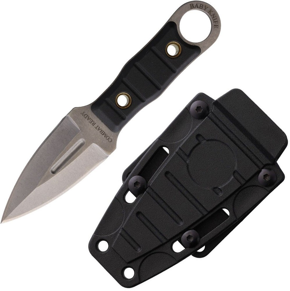 Combat Ready Fixed Dagger 2.75" Double Edge Stainless Blade Black Rubber Handle