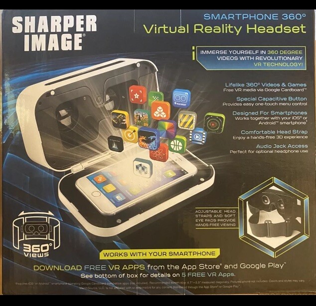 Sharper Image Virtual Reality Headset Smartphone 360 IOS or Android NEW IN BOX