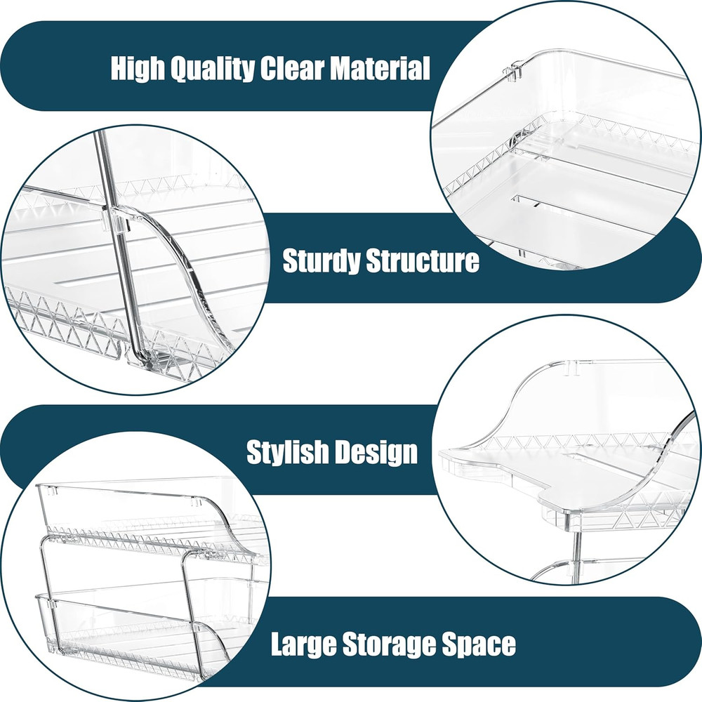Simple Houseware 2-Tier Clear Stackable Letter Tray Organizer – Desktop File Hol