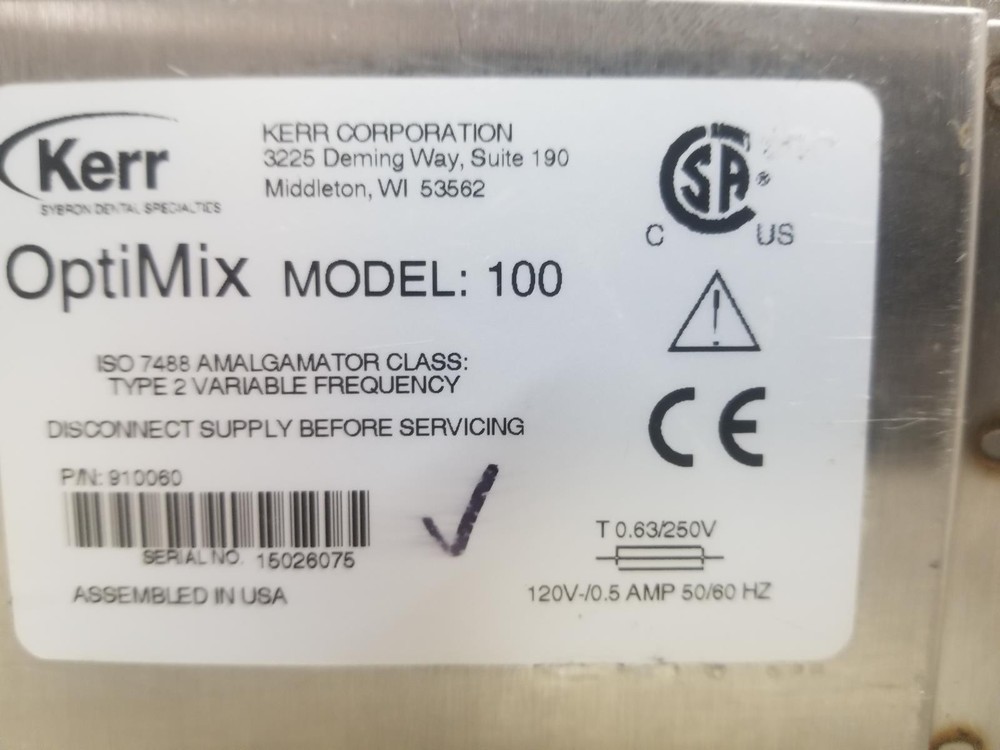 SDS Kerr Model 100 OptiMix Programmable Dental Amalgamator