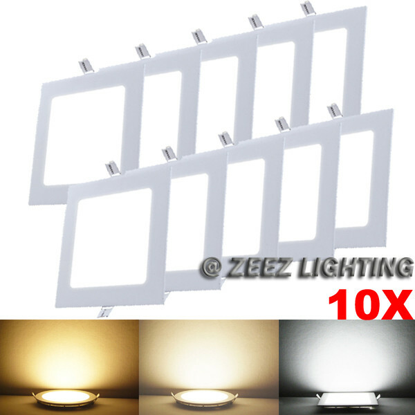 10X Warm White 3W Square LED Recessed Ceiling Panel Down Light Bulb Lamp Fixture