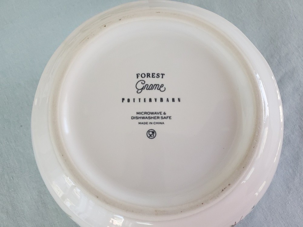 Pottery Barn Forest Gnome Three Mixing Bowls Nesting 3 pc Set with Original Box