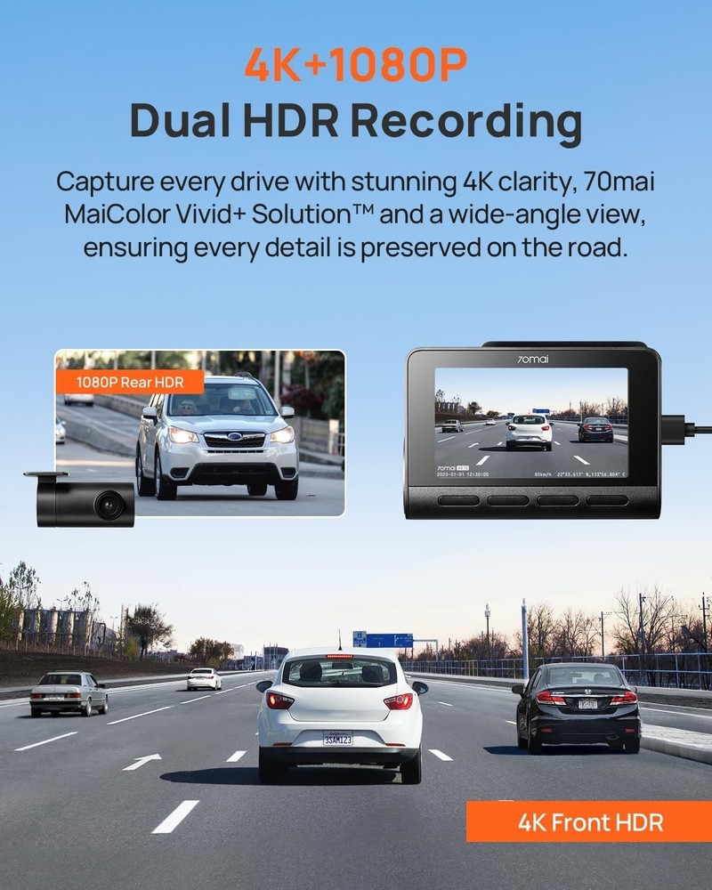 Comprehensive 4K Dash Cam with 150° View, Night Vision & Smart Notifications
