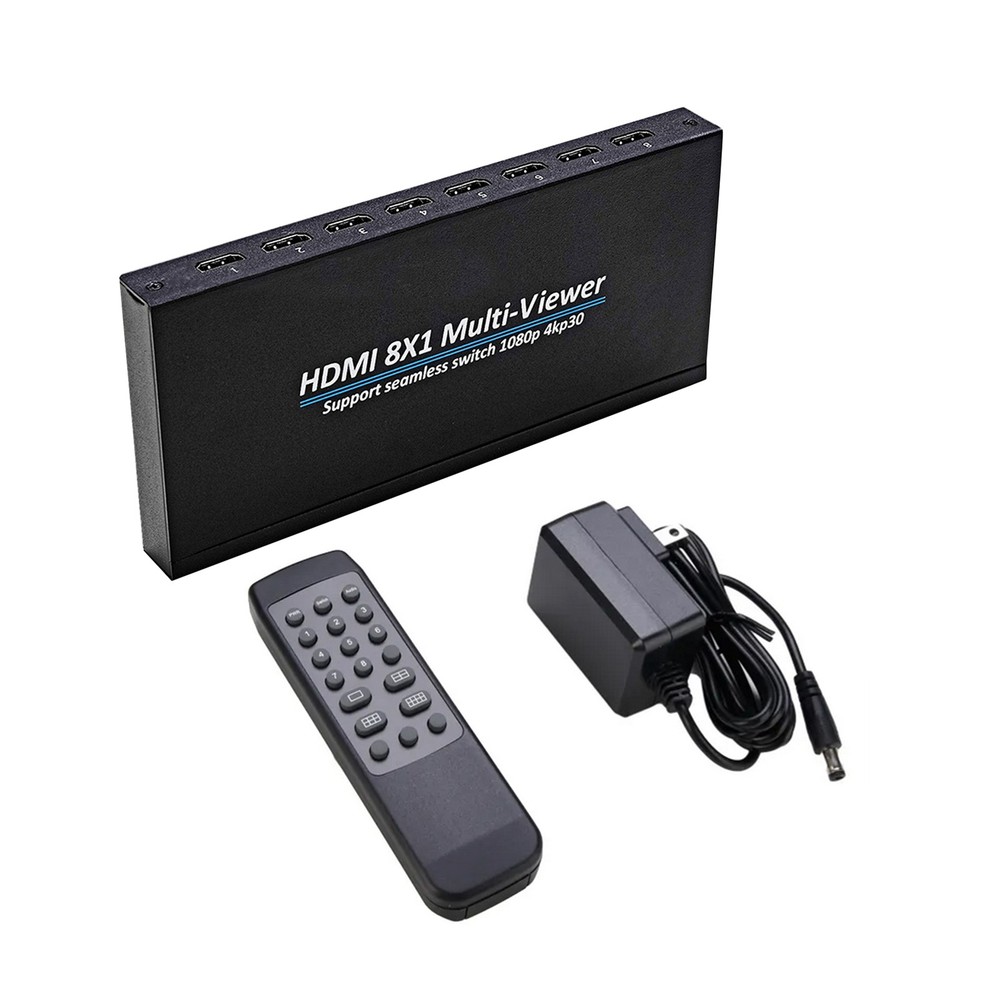 1 Pcs HDMI 8x1 Multi-viewer With 12V Power Adapter Remote Control Replacement k