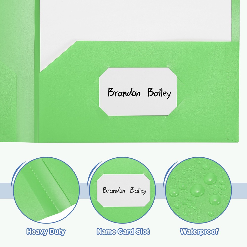 Green Plastic Folders with Pockets, 24 Pack Plastic Pocket Folders