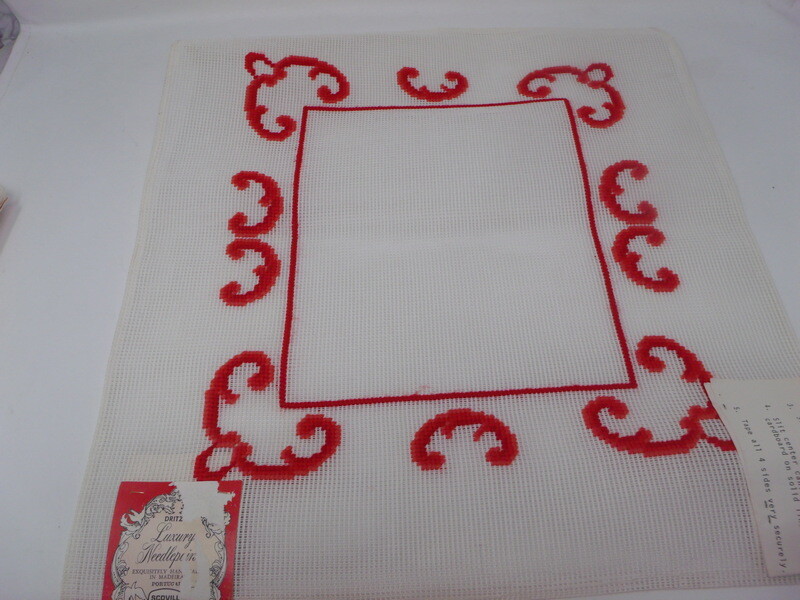 Vintage HTF Dritz Needlepoint Canvas Scroll Frame with Instructions
