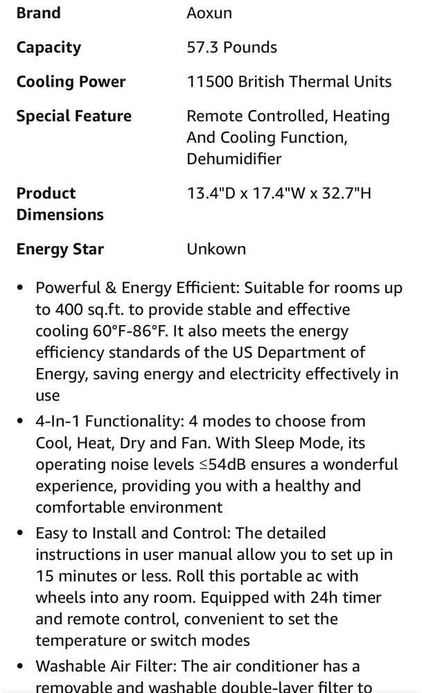 portable air conditioner with heat