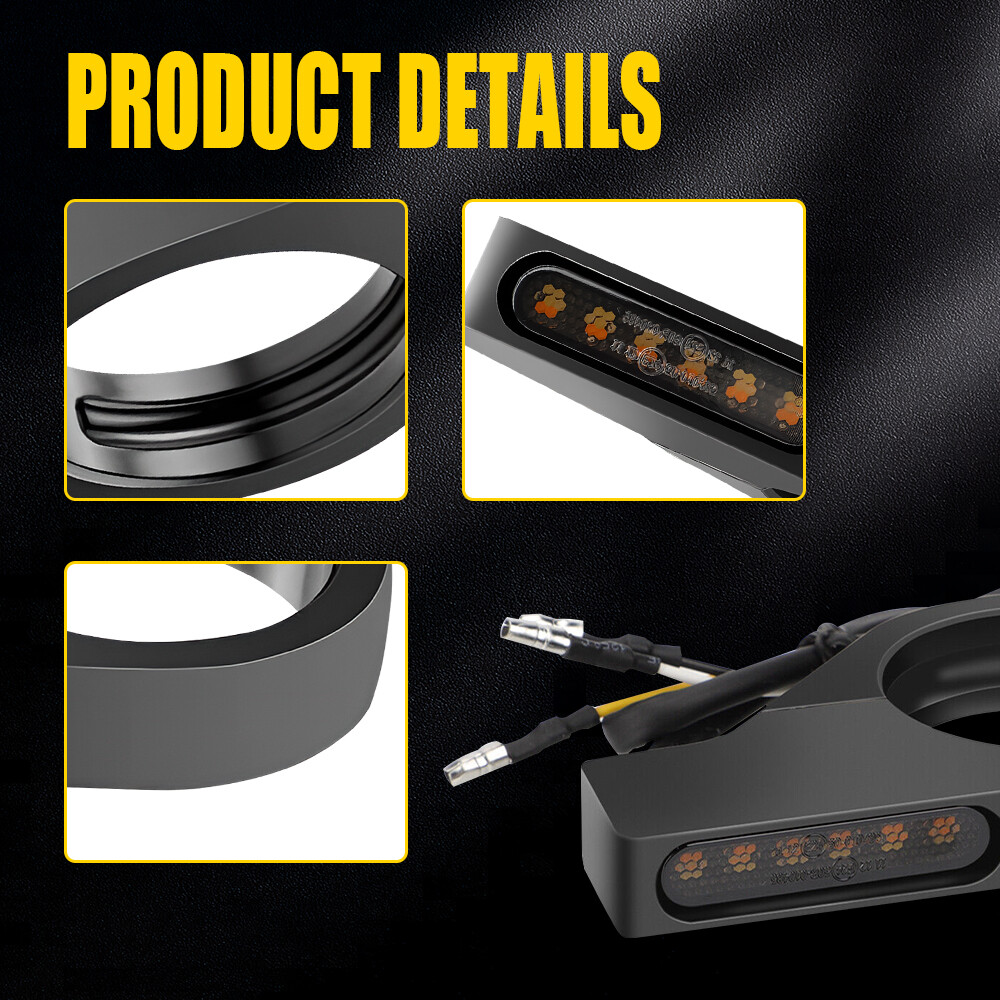 2X Front Motorcycle 39mm Fork White Amber LED DRL Turn Signal Light Indicator