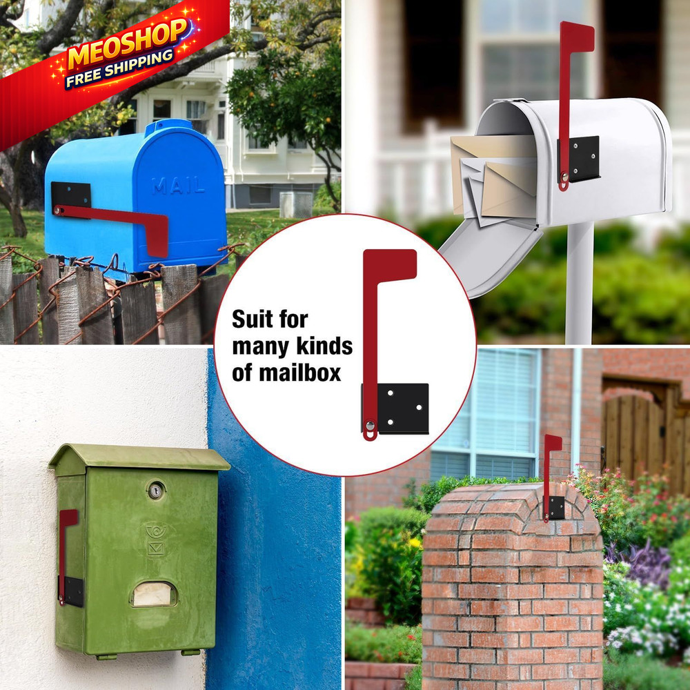 Merear Mailbox Flag Replacement Kit, Galvanized Steel for Mailbox, Red