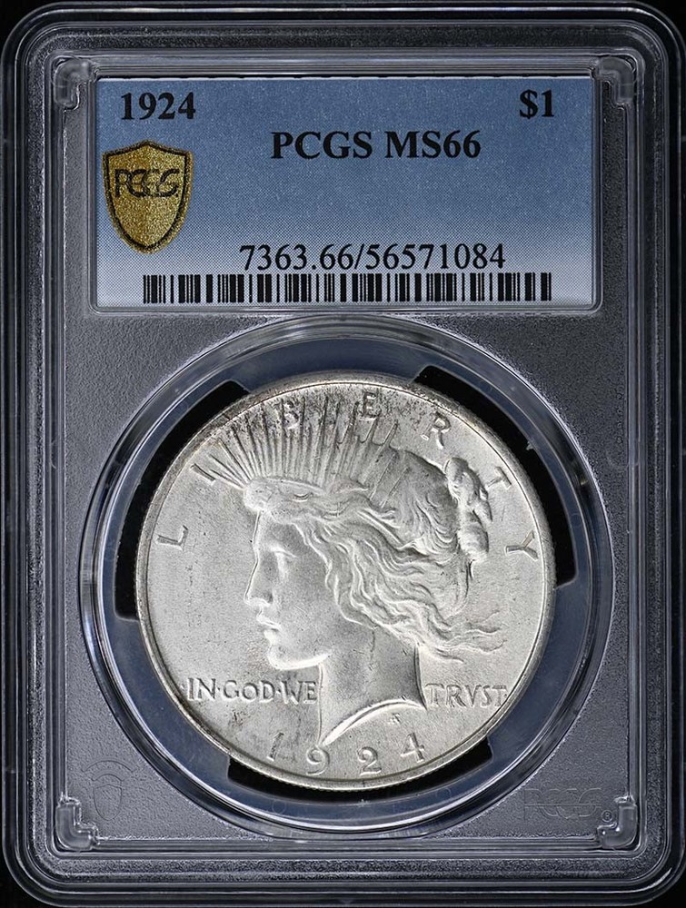 1924 $1 Peace Dollar PCGS MS66
