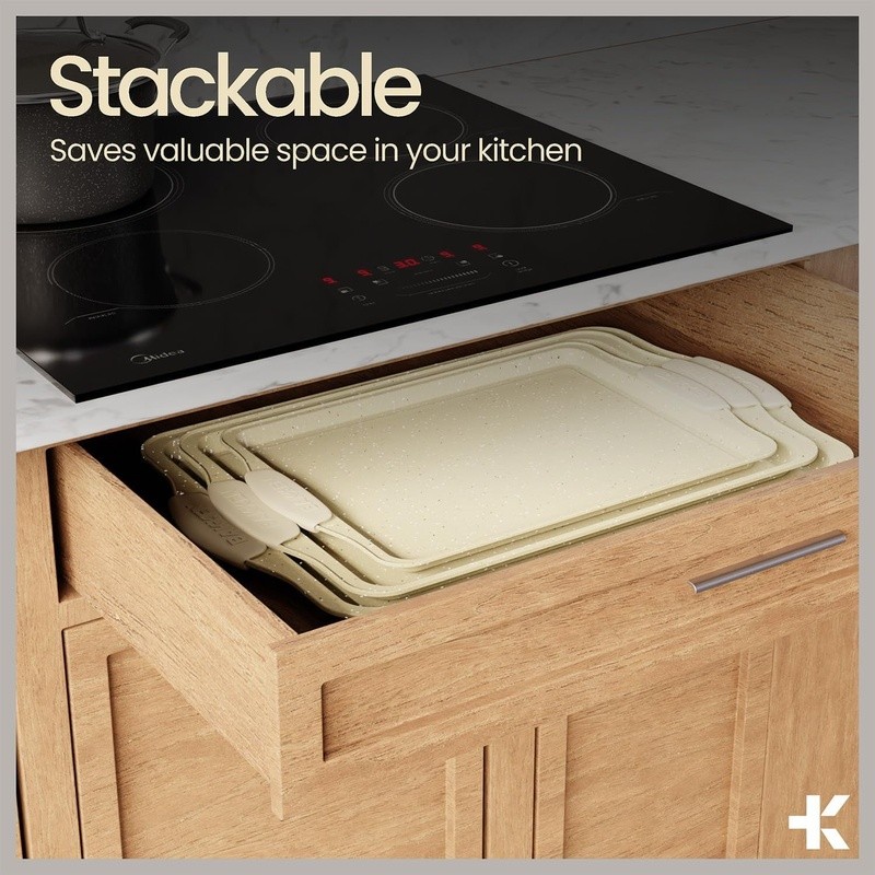 8-Piece Nonstick Carbon Steel Bakeware Set Oven Safe Easy Clean Stackable New