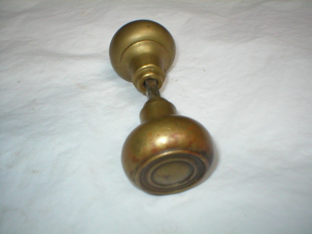 Antique Solid Brass Doorknob Pair