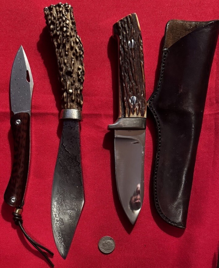Fine SID BIRT Vintage Handmade Knife-Hunter/Skinner Blade-Nice Stag-CustomSheath