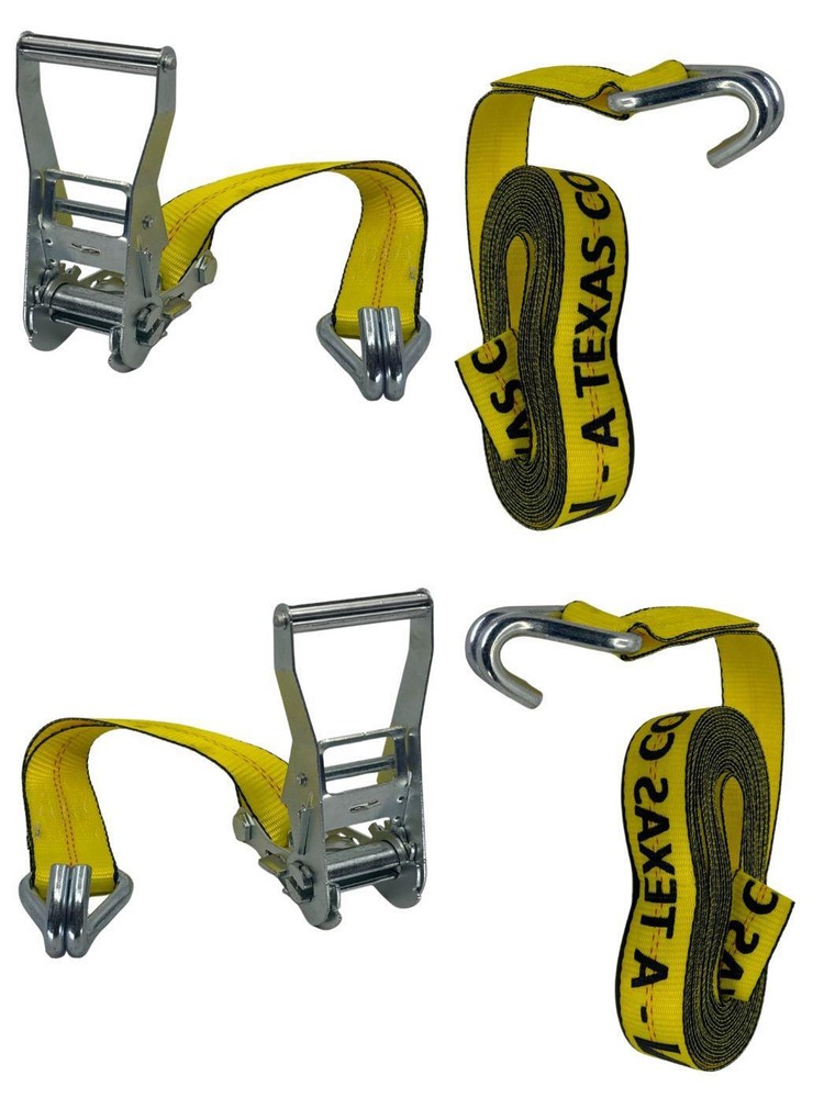 2"X15' Ratchet Strap with Wire Hook 2 Pack