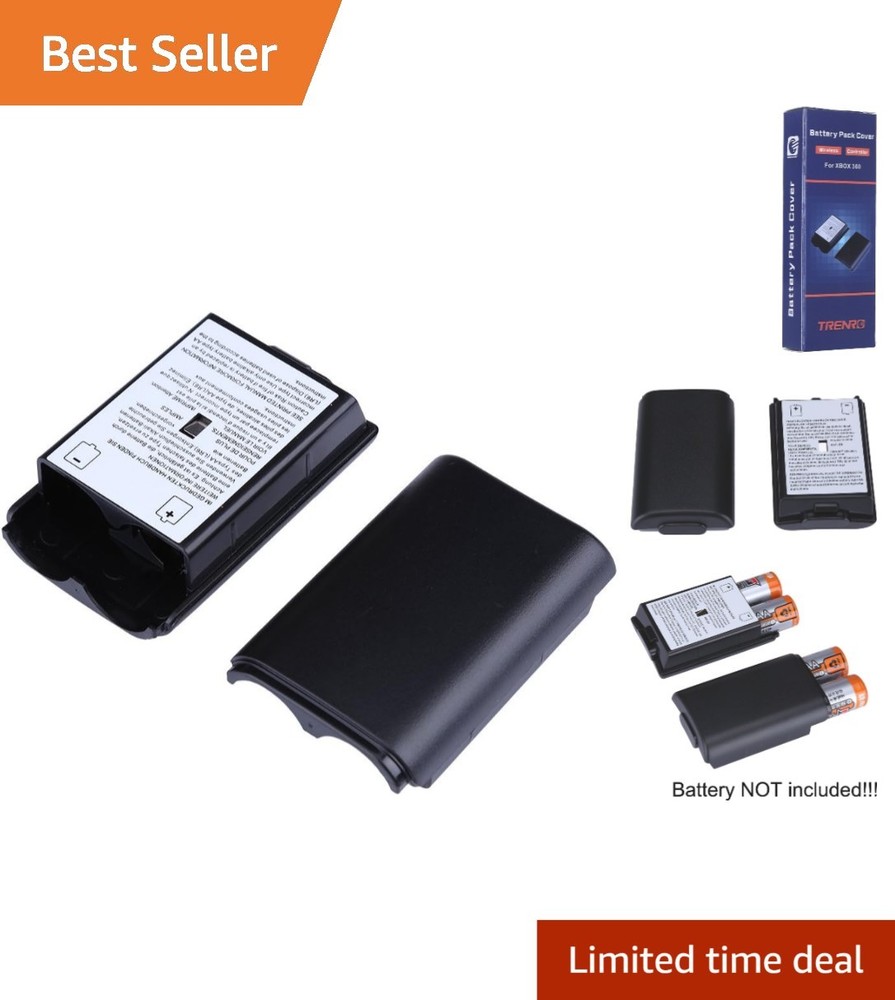 2X Black Battery Pack Cover Shell Case Kit for Xbox 360 Wireless Controller B...