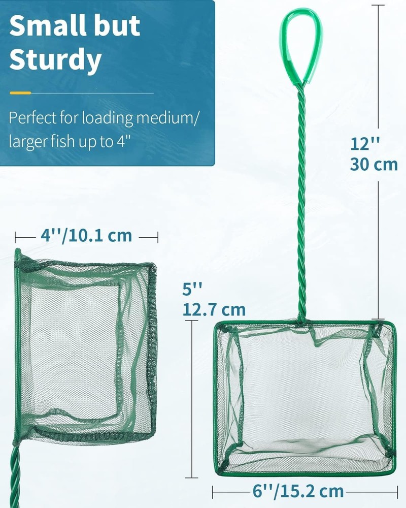 Durable 6-Inch Fish Catching Net with Rust Resistant Handle for Ponds & Tanks