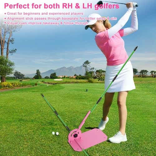 Golf Alignment Stick Holder,Professional Swing Trainer,Pink Golf Swing Plane