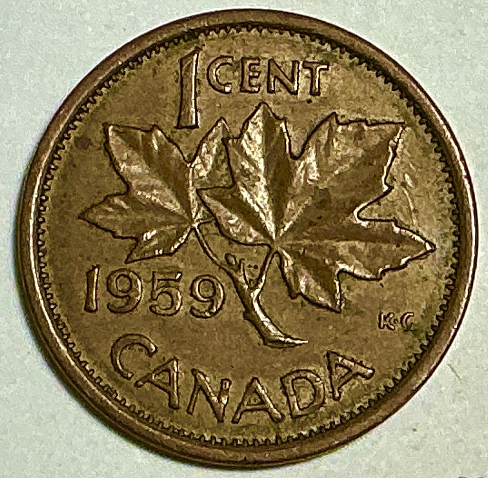 1959 Canada Cent KM# 49. Elizabeth II. Bronze