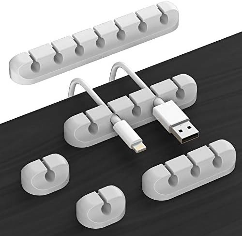 Desk Charging Organizer with Adhesive Cord Holder Grey
