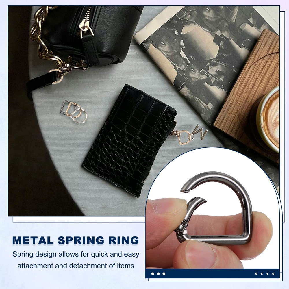 10 Pcs 27mm D Shaped Spring Snap Keychain Clip for Purses Black