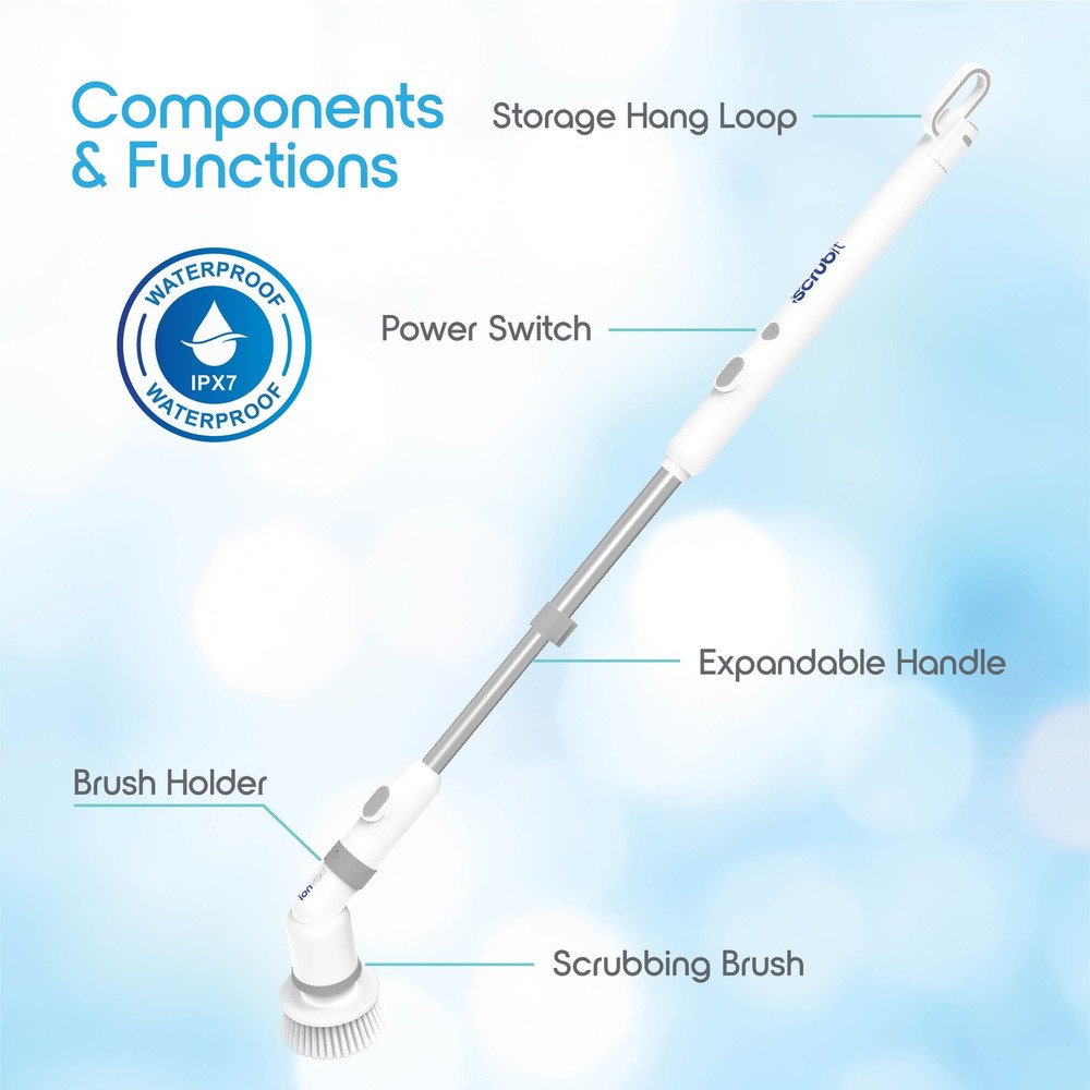 Ionvac Scrub It Electric Spin Scrubber, Multi-surface Rechargeable Cordless